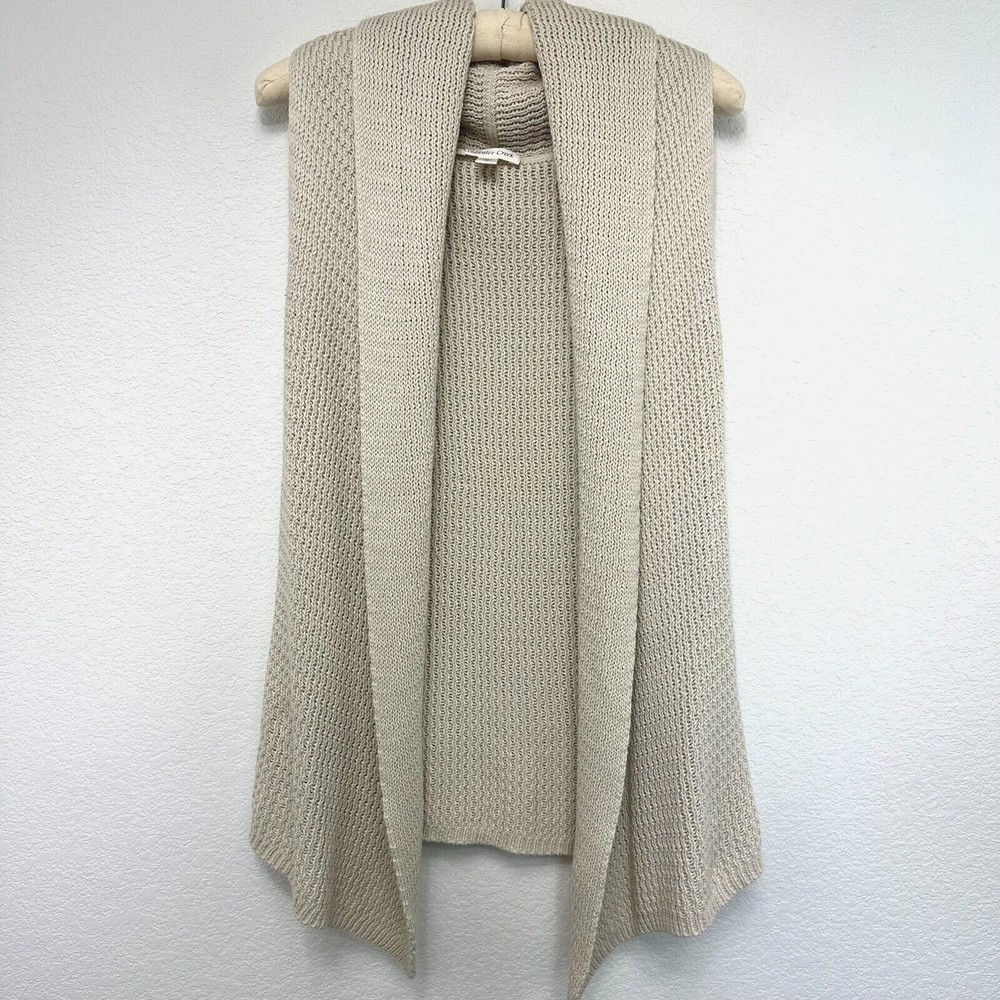 Coldwater Creek Cardigan Women's S 6/8 Open-Front Sleeveless Knit Sweater Cream